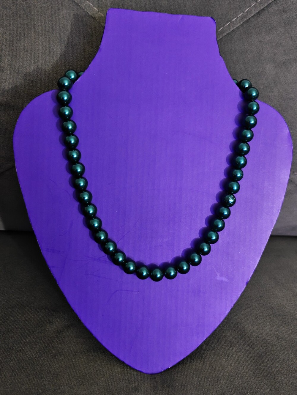 Dark Teal Faux Pearl Beaded Strand Necklace
